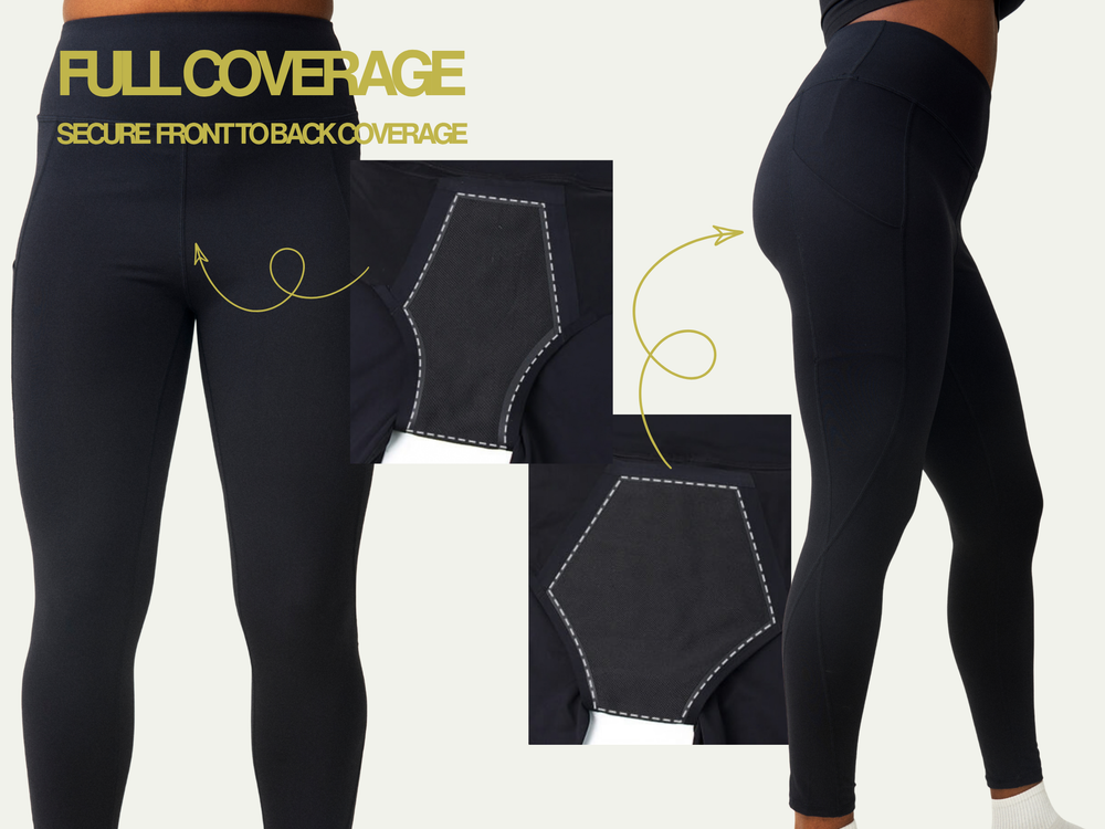 Roja Period Leggings | Sporty High Waist Leakproof Leggings with 2 Side Pockets